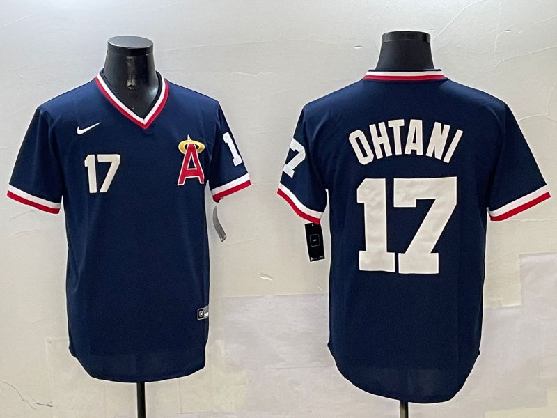 Men Los Angeles Angels #17 Ohtani Blue Throwback Game 2025 Nike MLB Jersey style 1->los angeles angels->MLB Jersey